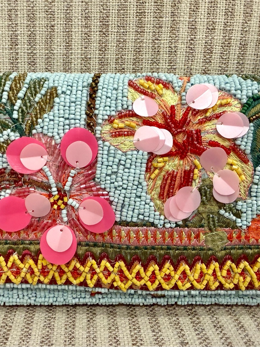 Made in India “Hawaiian” beautiful Floral Beaded Shoulder Bag #boho #fesitval - Picture 2 of 6